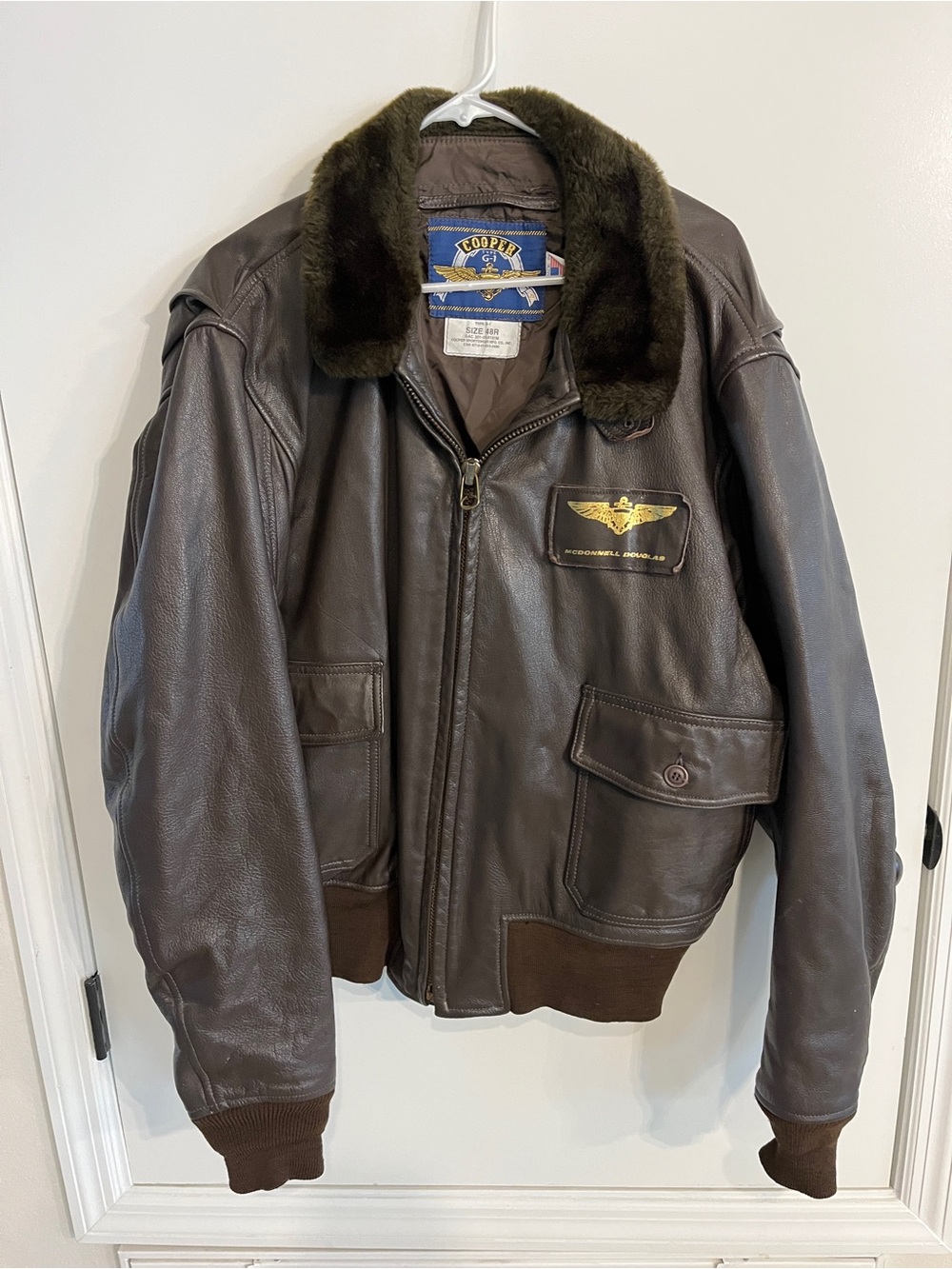 Vintage Men’s 48R Cooper Type G-1 USN McDonnell Douglas Flight Leather Jacket.